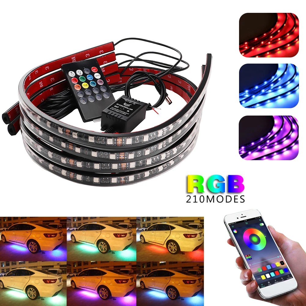 4pcs Car LED RGB Strip Light Bluetooth Control LED Strip With Remote Voice controlled Rhythm lamp Atmosphere Light Strip
4pcs Car LED RGB Strip Light Bluetooth Control LED Strip With Remote Voice controlled Rhythm lamp Atmosphere Light Strip