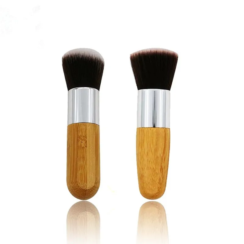 

Single bamboo makeup brush Bullet bamboo handle flat head round head brush Multifunctional loose powder blush foundation brush