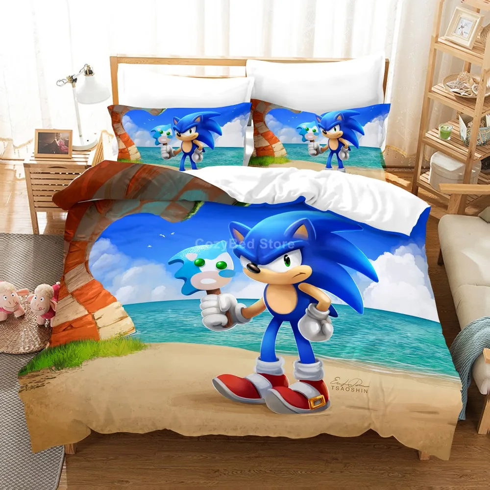 Kids Hedgehog Bedding Set Cartoon Game Figure Duvet Cover Sets Comforter Bed Linen Twin Queen King Single Size Dropshipping Gift