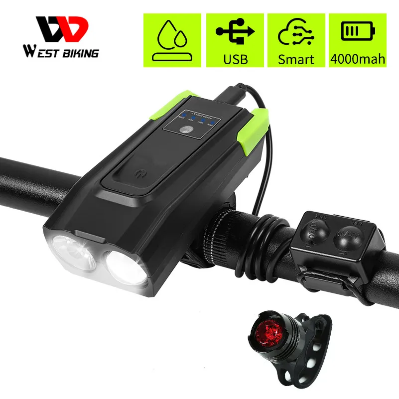 4000mAh Bicycle Front Light Set Smart Induction USB Rechargeable 800 Lumen LED Bike Light with Horn Bike Lamp Cycling FlashLight
4000mAh Bicycle Front Light Set Smart Induction USB Rechargeable 800 Lumen LED Bike Light with Horn Bike Lamp Cycling FlashLight