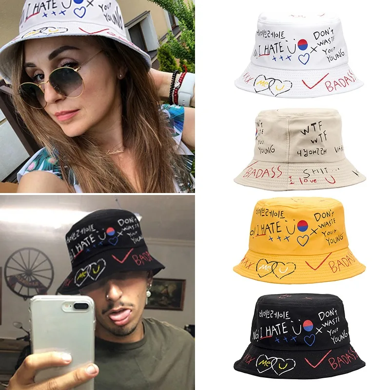 Fashion Summer Bucket Hats Women Men's Panama Hat Doublesided Wear