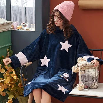 Flannel Women Robe Warm Winter Long Sleeve Nightdress Female Nightgown Home Sleepwear Cartoon Print Loungewear
Flannel Women Robe Warm Winter Long Sleeve Nightdress Female Nightgown Home Sleepwear Cartoon Print Loungewear