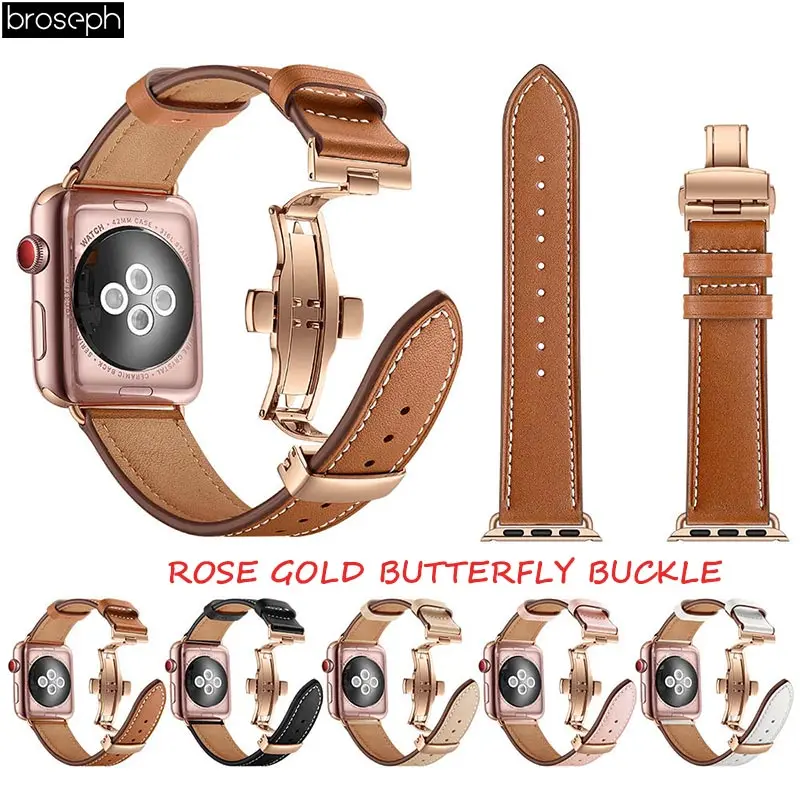 Butterfly Buckle Strap for Apple Watch Series 4 40mm 44mm Genuine Leather Wristband Belt Bracelet for iwatch 3 2 1 38mm 42mm
Butterfly Buckle Strap for Apple Watch Series 4 40mm 44mm Genuine Leather Wristband Belt Bracelet for iwatch 3 2 1 38mm 42mm