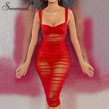 Simenual Ruched Mesh Transparent Party Dress Women Sexy Hot Sleeveless Clubwear Skinny Bodycon Midi Dresses 2020 Summer Fashion
Simenual Ruched Mesh Transparent Party Dress Women Sexy Hot Sleeveless Clubwear Skinny Bodycon Midi Dresses 2020 Summer Fashion