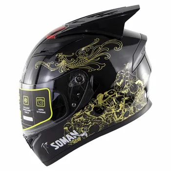 Vintage Double Lens Highway Riding casco capacete moto ECE Approved Soman SM960 Full Face Motorcycle Helmet+Spoiler horns
Vintage Double Lens Highway Riding casco capacete moto ECE Approved Soman SM960 Full Face Motorcycle Helmet+Spoiler horns