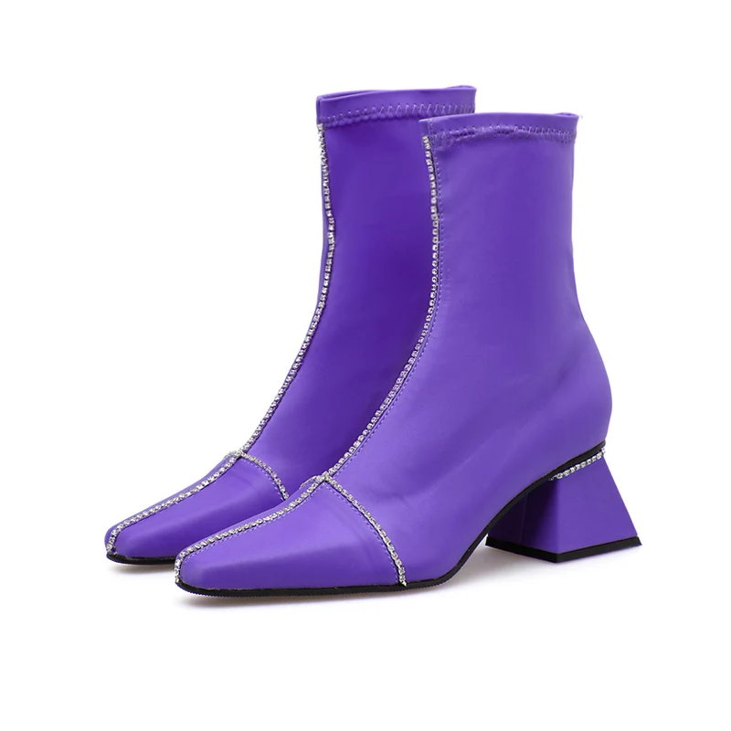 2019 Women Purple Boots Ankle Fetish Satin Silk Sock Boots Block 6cm High Heels Chunky Stripper Stretch Low Heels Crystal Shoes
2019 Women Purple Boots Ankle Fetish Satin Silk Sock Boots Block 6cm High Heels Chunky Stripper Stretch Low Heels Crystal Shoes