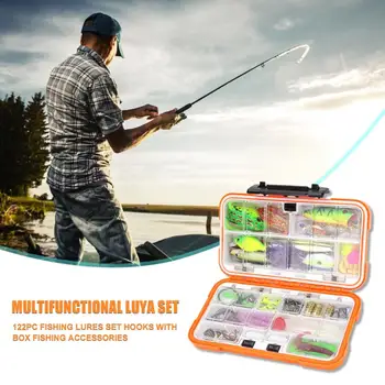 122pcs/box Fishing Tackle Multi-function Soft Lures Hard Baits Hooks Connectors with Box Fishing Kit Split Rings
122pcs/box Fishing Tackle Multi-function Soft Lures Hard Baits Hooks Connectors with Box Fishing Kit Split Rings