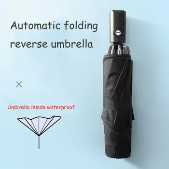 Black Umbrella Fully Automatic Reverse Waterproof Windproof Folding Rain Outdoor Three Fold Men Women Automatic Opening Closing
Black Umbrella Fully Automatic Reverse Waterproof Windproof Folding Rain Outdoor Three Fold Men Women Automatic Opening Closing