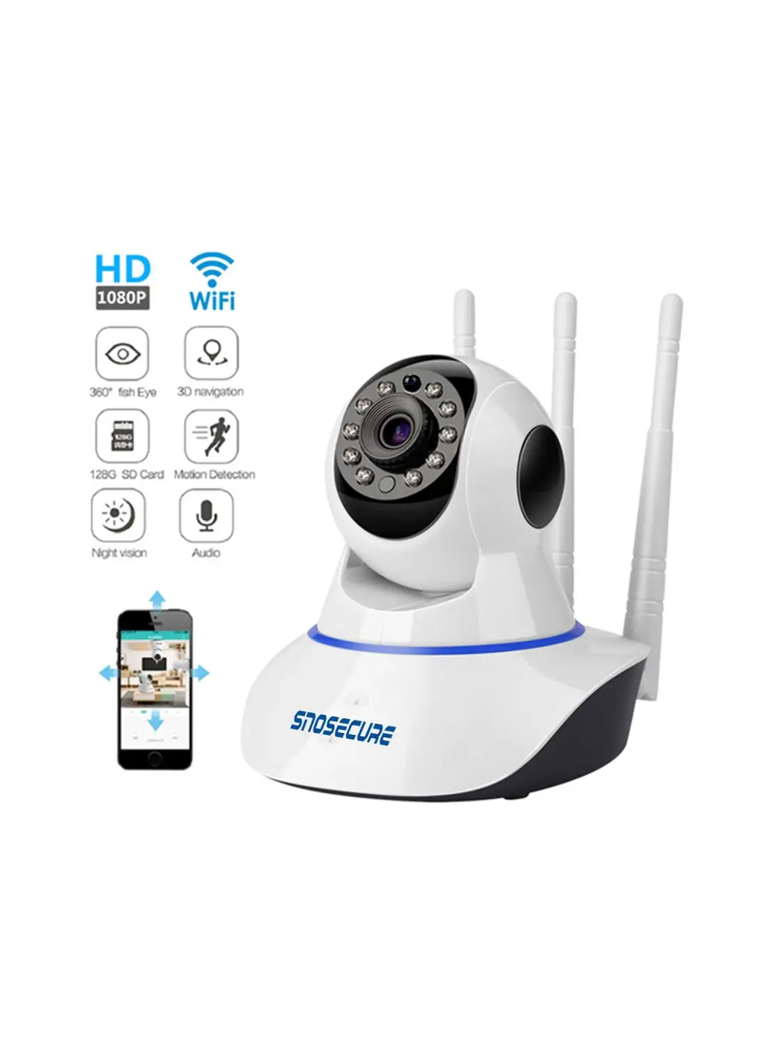 SNOSUCURE HD 1080P 2MP Home Security IP Camera Wifi Exterior Surveillance Camera Night Vision CCTV Camera Two Way Audio Camera
SNOSUCURE HD 1080P 2MP Home Security IP Camera Wifi Exterior Surveillance Camera Night Vision CCTV Camera Two Way Audio Camera