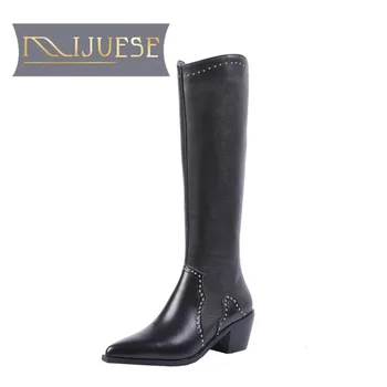 MLJUESE 2021 women Knee-High boots Cow leather Winter short plush Pointed Toe High heels female Western boots size 39
MLJUESE 2021 women Knee-High boots Cow leather Winter short plush Pointed Toe High heels female Western boots size 39