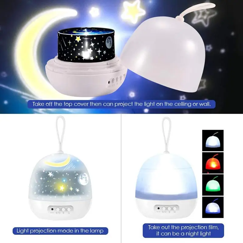 LED children's bedroom decoration lamp night light projector 360°rotating 8 lighting modes
LED children's bedroom decoration lamp night light projector 360°rotating 8 lighting modes
