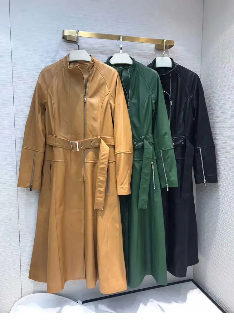 LONG Leather Trench Coat High Neck Zipper Front Long Sleeves Waist Buckle Belt Side Pockets Woman FALL WINTER COAT
LONG Leather Trench Coat High Neck Zipper Front Long Sleeves Waist Buckle Belt Side Pockets Woman FALL WINTER COAT