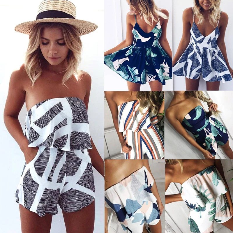 2023 Summer Women Beach Jumpsuit Plus size Print Romper Sleeveless Off Shoulder Short Overalls Backless Sexy Playsuit For Female
2023 Summer Women Beach Jumpsuit Plus size Print Romper Sleeveless Off Shoulder Short Overalls Backless Sexy Playsuit For Female