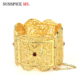 Sunspicems Gold Color African Wide Bangle Bracelet for Women Algerian Wedding Jewelry Hollow Matal Flower Morocco Bride Gift
Sunspicems Gold Color African Wide Bangle Bracelet for Women Algerian Wedding Jewelry Hollow Matal Flower Morocco Bride Gift