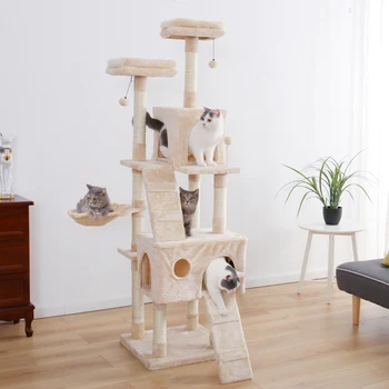 New H161cm Cat Toys Climbing Tree for Cat Fun Scratching Solid Wood for Cats Climb Frame Kitten Furniture with Hammock Cat Trees
New H161cm Cat Toys Climbing Tree for Cat Fun Scratching Solid Wood for Cats Climb Frame Kitten Furniture with Hammock Cat Trees