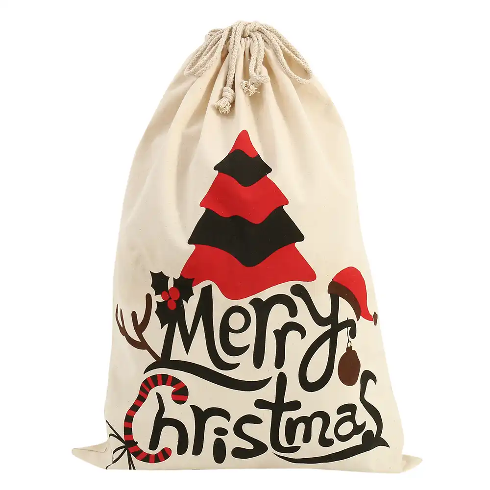 bag custom christmas linen gift bags drawstring cotton santa