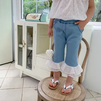 Summer New Arrival Korean style cotton casual matching leaf side all-match elastic jeans seventh pants for cool baby girls
Summer New Arrival Korean style cotton casual matching leaf side all-match elastic jeans seventh pants for cool baby girls
