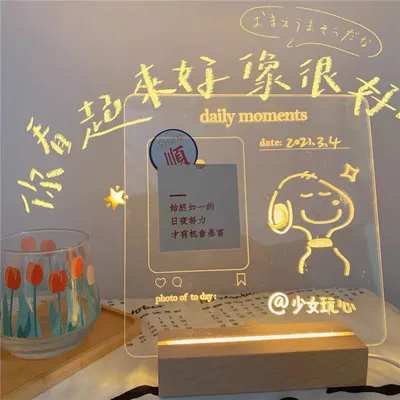 USB Personalized Acrylic Daily Moments Photo Memo Message Board With Wood Stand Holder Set Warm LED Lamp Writing Pad Planner
USB Personalized Acrylic Daily Moments Photo Memo Message Board With Wood Stand Holder Set Warm LED Lamp Writing Pad Planner