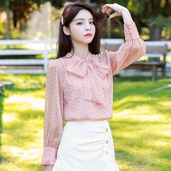 COIGARSAM Full Sleeve blouse women New Spring Chiffon Polka Dot Bow blusas womens tops and blouses Pink 9560
COIGARSAM Full Sleeve blouse women New Spring Chiffon Polka Dot Bow blusas womens tops and blouses Pink 9560