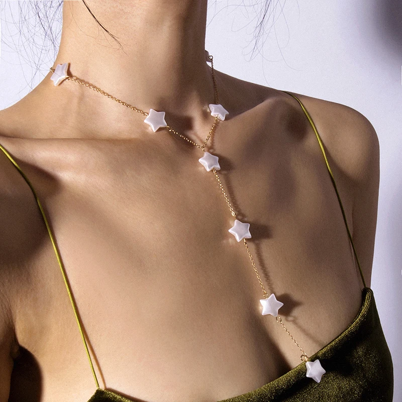 SRCOI Fashion Sweet Star Pearl Single Geometric Necklace Creative Long Tassel Y-shaped Lariat Pearl Pendant Necklaces Women Gift
SRCOI Fashion Sweet Star Pearl Single Geometric Necklace Creative Long Tassel Y-shaped Lariat Pearl Pendant Necklaces Women Gift