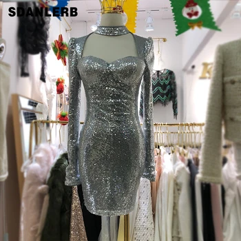 Evening Party Dress Women 2020 Spring New Temperament Ladies Silver Sequin Dress Women's Strapless Package Hip Dresses Vestidos
Evening Party Dress Women 2020 Spring New Temperament Ladies Silver Sequin Dress Women's Strapless Package Hip Dresses Vestidos