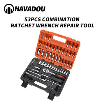 HAVADOU 53 PCS Hand Tools Set Combination Batch Ratchet Ratchet Sleeve Screwdriver Set Auto Repair Hardware Set
HAVADOU 53 PCS Hand Tools Set Combination Batch Ratchet Ratchet Sleeve Screwdriver Set Auto Repair Hardware Set