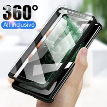 Противоударный чехол для телефона для iPhone 8, 7, 6, 6S Plus, 5, 5S, SE, корпус 360, полный корпус, чехол для iPhone 11 Pro, XR, XS, Max, X, чехол s со стеклом(China)