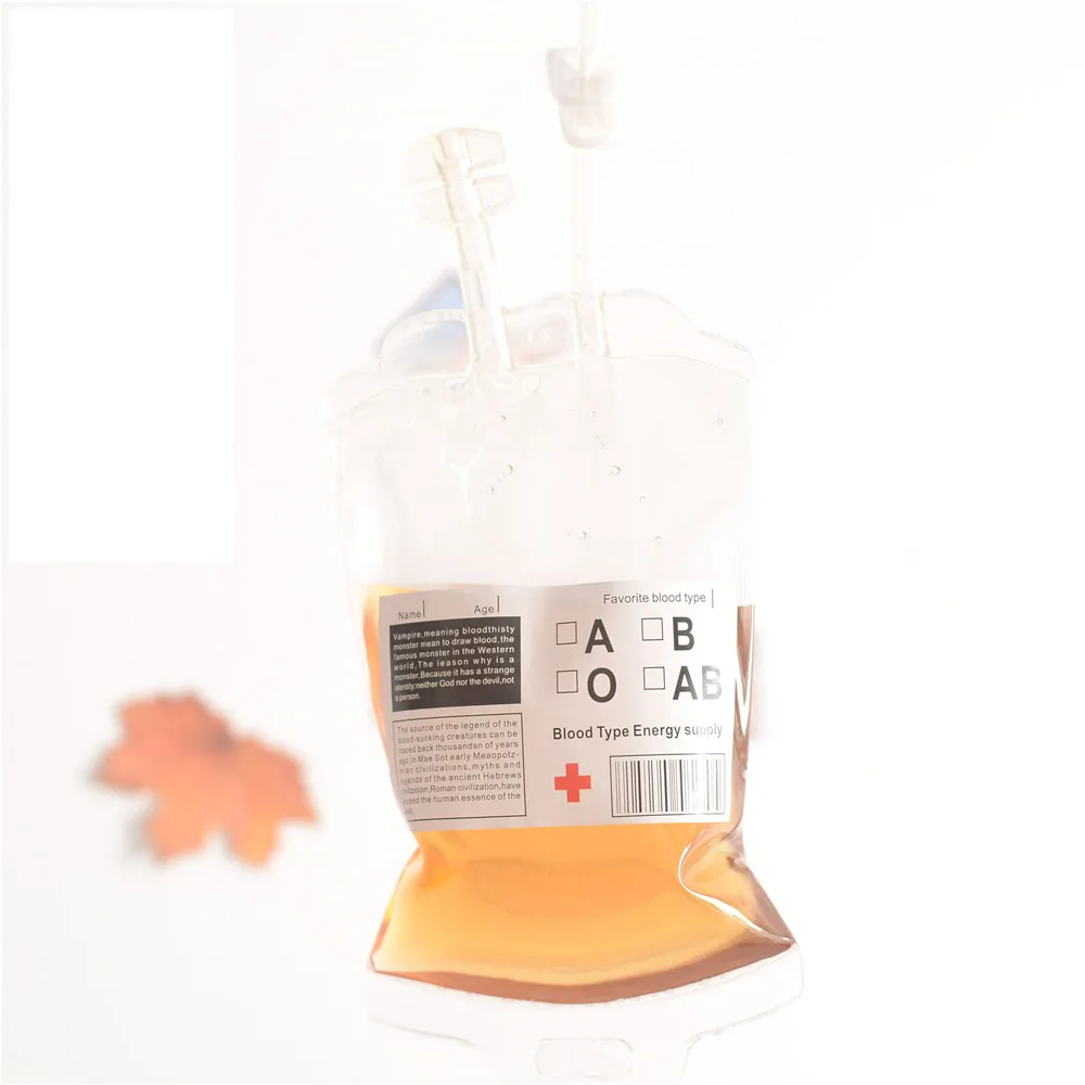REUSABLE IV BLOOD BAGS HALLOWEEN PARTY HAUNTED HOUSE DRINK CONTAINER NEU P0T4
