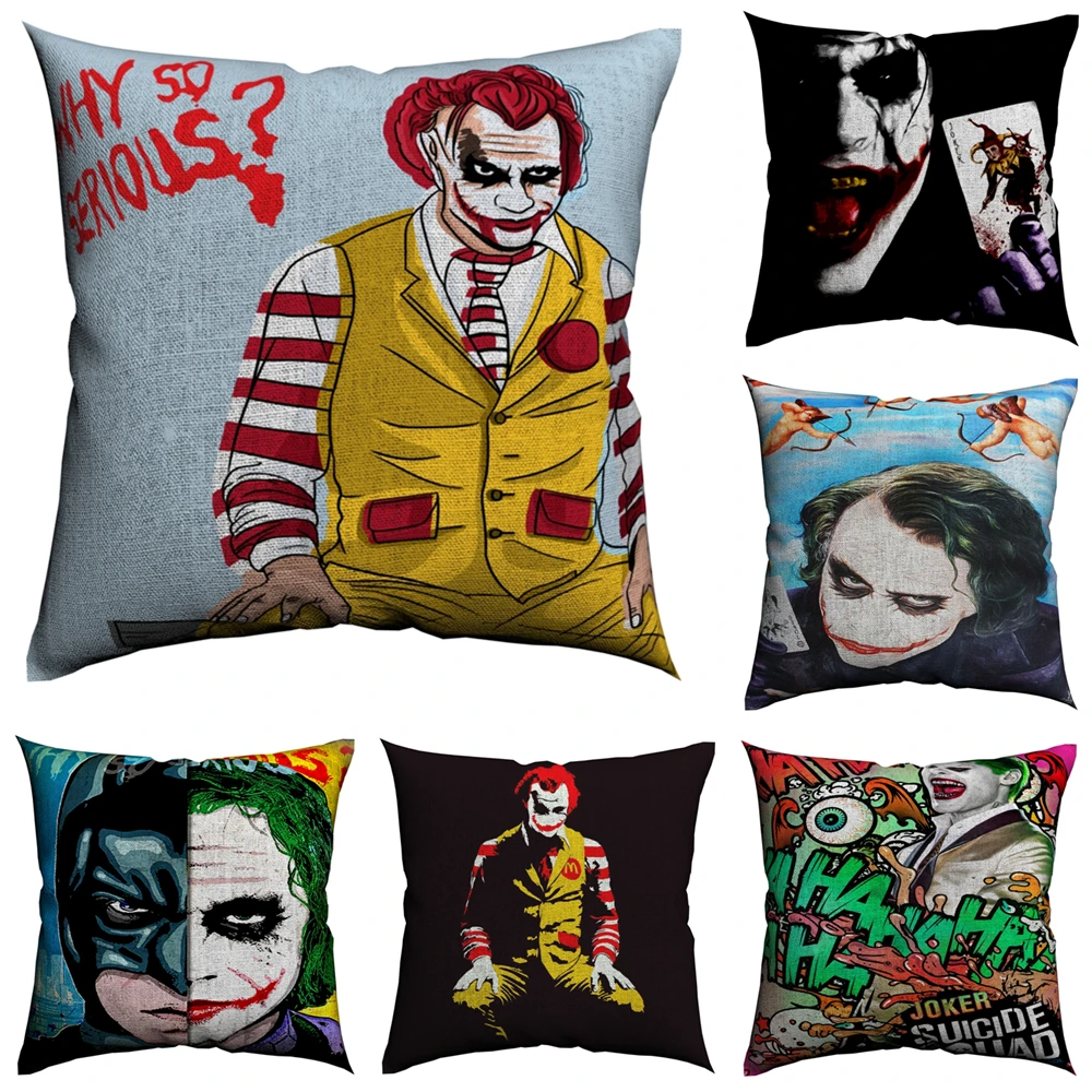 Joker Movie Pop Art Cushion Cover Cotton Linen 45x45cm Pillow Cover For Sofa Scandinavian Decorative Pillow Case Funda Cojin
Joker Movie Pop Art Cushion Cover Cotton Linen 45x45cm Pillow Cover For Sofa Scandinavian Decorative Pillow Case Funda Cojin