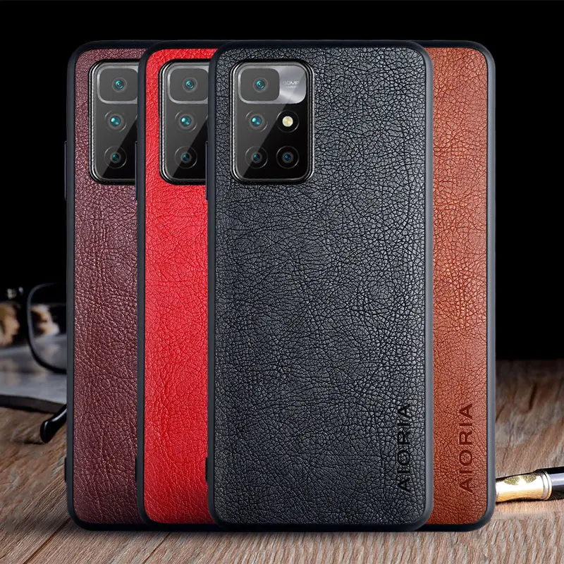 Case for Xiaomi Redmi 10 funda luxury Vintage Leather skin capa soft phone cover xiaomi redmi case coque | Мобильные телефоны и