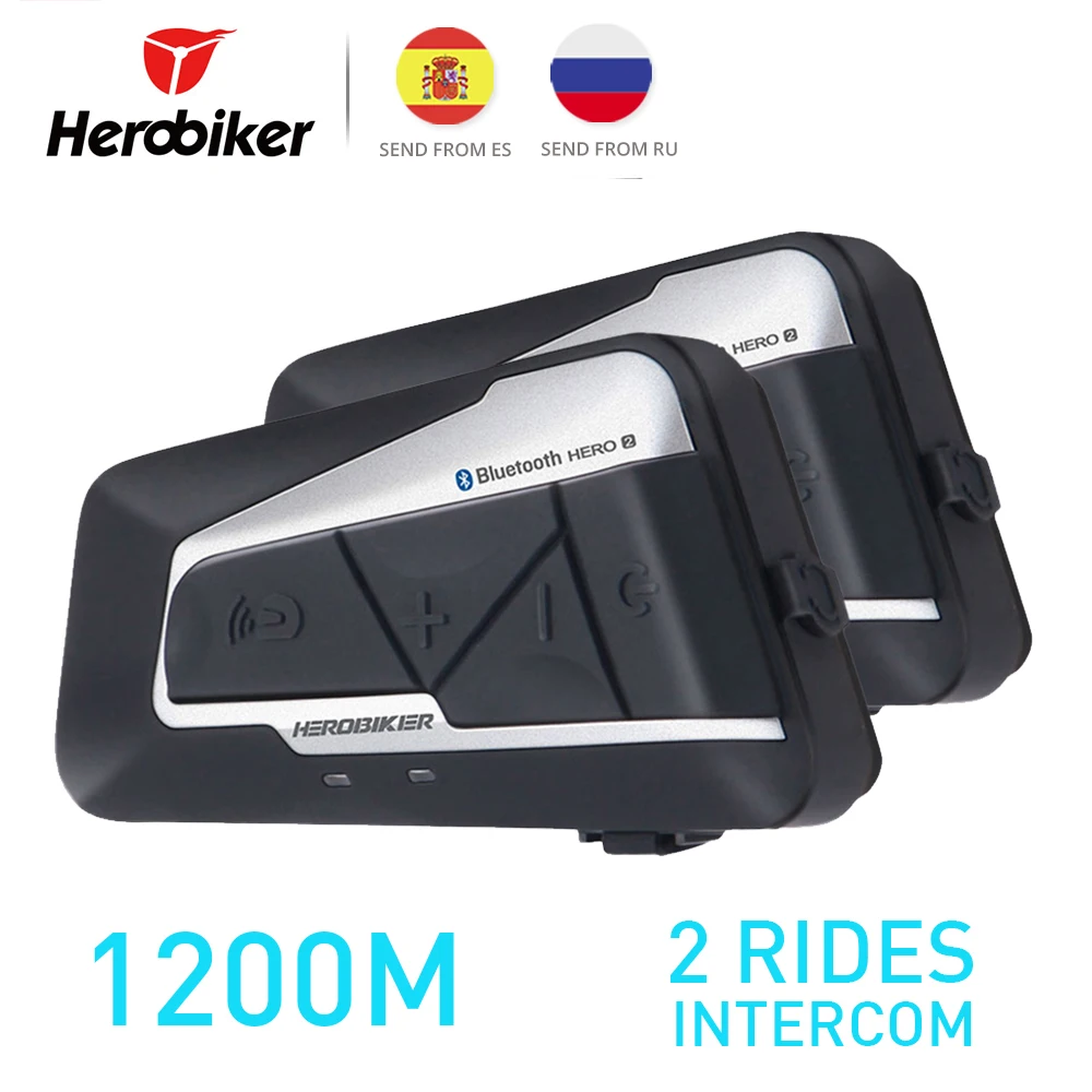 HEROBIKER 2 Sets 1200M BT Motorcycle Helmet Intercom Waterproof Wireless Bluetooth Moto Headset Interphone FM Radio for 2 Rides
HEROBIKER 2 Sets 1200M BT Motorcycle Helmet Intercom Waterproof Wireless Bluetooth Moto Headset Interphone FM Radio for 2 Rides