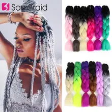 

SAMBRAID 24 Inch Braiding Hair Ombre Jumbo Purple Pink Colorful Braids Crochet braids Hair Extension Synthetic Hair 100g/pcs