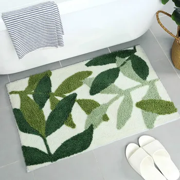 Bathroom Mat Modern Simple Green Leave Soft Carpet Absorbent Slip-resistant Pad Kitchen Door Floor Mats Artistic Room Decorating
Bathroom Mat Modern Simple Green Leave Soft Carpet Absorbent Slip-resistant Pad Kitchen Door Floor Mats Artistic Room Decorating