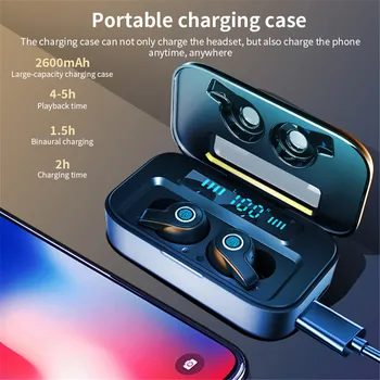 2020 Wireless Bluetooth Earphones TWS 5.0 Touch Control in-Ear Earphone LED Display Earbuds with 2600 mah Power Bank
2020 Wireless Bluetooth Earphones TWS 5.0 Touch Control in-Ear Earphone LED Display Earbuds with 2600 mah Power Bank