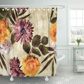 Watercolor Vintage Floral Gold Orange White and Purple Roses Bathroom Curtain Waterproof Polyester Fabric 60 x 72 inches Set
Watercolor Vintage Floral Gold Orange White and Purple Roses Bathroom Curtain Waterproof Polyester Fabric 60 x 72 inches Set