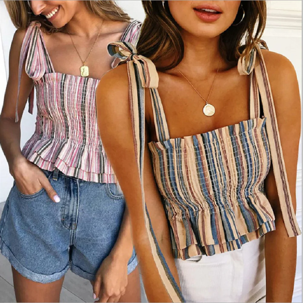 Bow Tie-Up Color Stripe Print Tube Top Camisole Women Tops Elastic Chest Ruffles Patchwork Bandage T-Shirts Summer Sexy Tees
Bow Tie-Up Color Stripe Print Tube Top Camisole Women Tops Elastic Chest Ruffles Patchwork Bandage T-Shirts Summer Sexy Tees