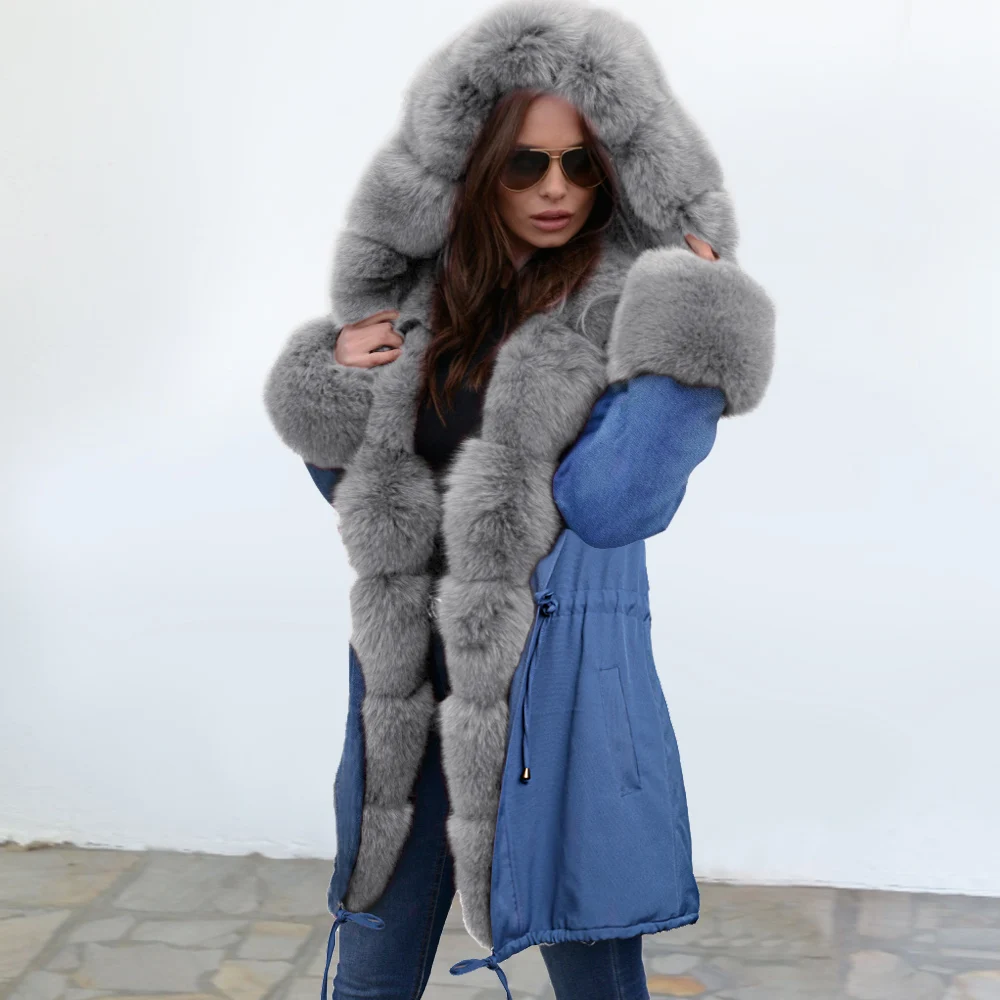Linglewei New Autumn and winter Women's Overcoat Medium length fund Fur collar Hooded cap Street tide Coat
Linglewei New Autumn and winter Women's Overcoat Medium length fund Fur collar Hooded cap Street tide Coat
