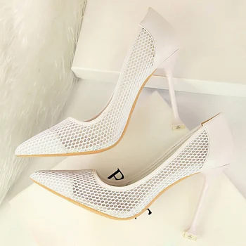 2020 Summer Women 10cm High Heels Footware Pink Prom Heels Pumps Valentine Hollow Mesh Breathable Fetish Scarpins Wedding Shoes
2020 Summer Women 10cm High Heels Footware Pink Prom Heels Pumps Valentine Hollow Mesh Breathable Fetish Scarpins Wedding Shoes