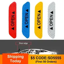 4 pçs marca de advertência fita reflexiva porta do carro adesivo decalques sinal aberto auto condução tiras reflexivas segurança exterior acessórios(China)