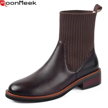 MoonMeek 2021 New Arrival Women Brand Boots Genuine Leather Boots Med Heels Round Toe Autumn Winter Chelsea Boots Black
MoonMeek 2021 New Arrival Women Brand Boots Genuine Leather Boots Med Heels Round Toe Autumn Winter Chelsea Boots Black
