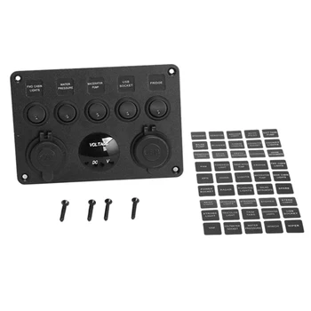 5 Sets Of On-Off Toggle Switch Control Panel Voltmeter Dual USB Combination Panel with Fuse Box Protection for Car Marine Rv Tru
5 Sets Of On-Off Toggle Switch Control Panel Voltmeter Dual USB Combination Panel with Fuse Box Protection for Car Marine Rv Tru