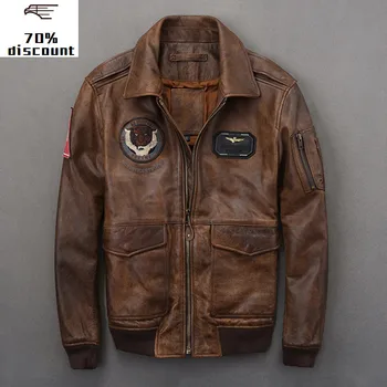 2020 Vintage Brown Embroidery Pilot Leather Jacket Plus Size XXXXL Genuine Cowhide Autumn Slim Fit Military Aviator Leather Coat
2020 Vintage Brown Embroidery Pilot Leather Jacket Plus Size XXXXL Genuine Cowhide Autumn Slim Fit Military Aviator Leather Coat