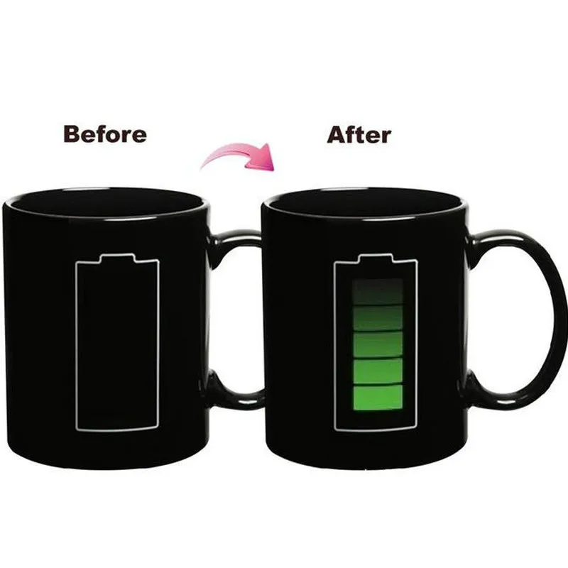 Creative Battery Magic Mug Positive Energy Color Changing Cup Ceramic Discoloration Coffee Tea Milk Mugs Novelty Gifts Mugs
Creative Battery Magic Mug Positive Energy Color Changing Cup Ceramic Discoloration Coffee Tea Milk Mugs Novelty Gifts Mugs