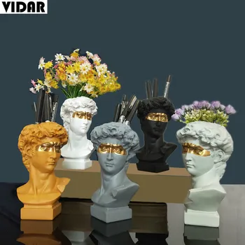 VIDAR Small Resin Plaster Head Vase Blindfolded Pirate David Makeup Brush Pen Holder Storage Box Succulent Flower Jar
VIDAR Small Resin Plaster Head Vase Blindfolded Pirate David Makeup Brush Pen Holder Storage Box Succulent Flower Jar