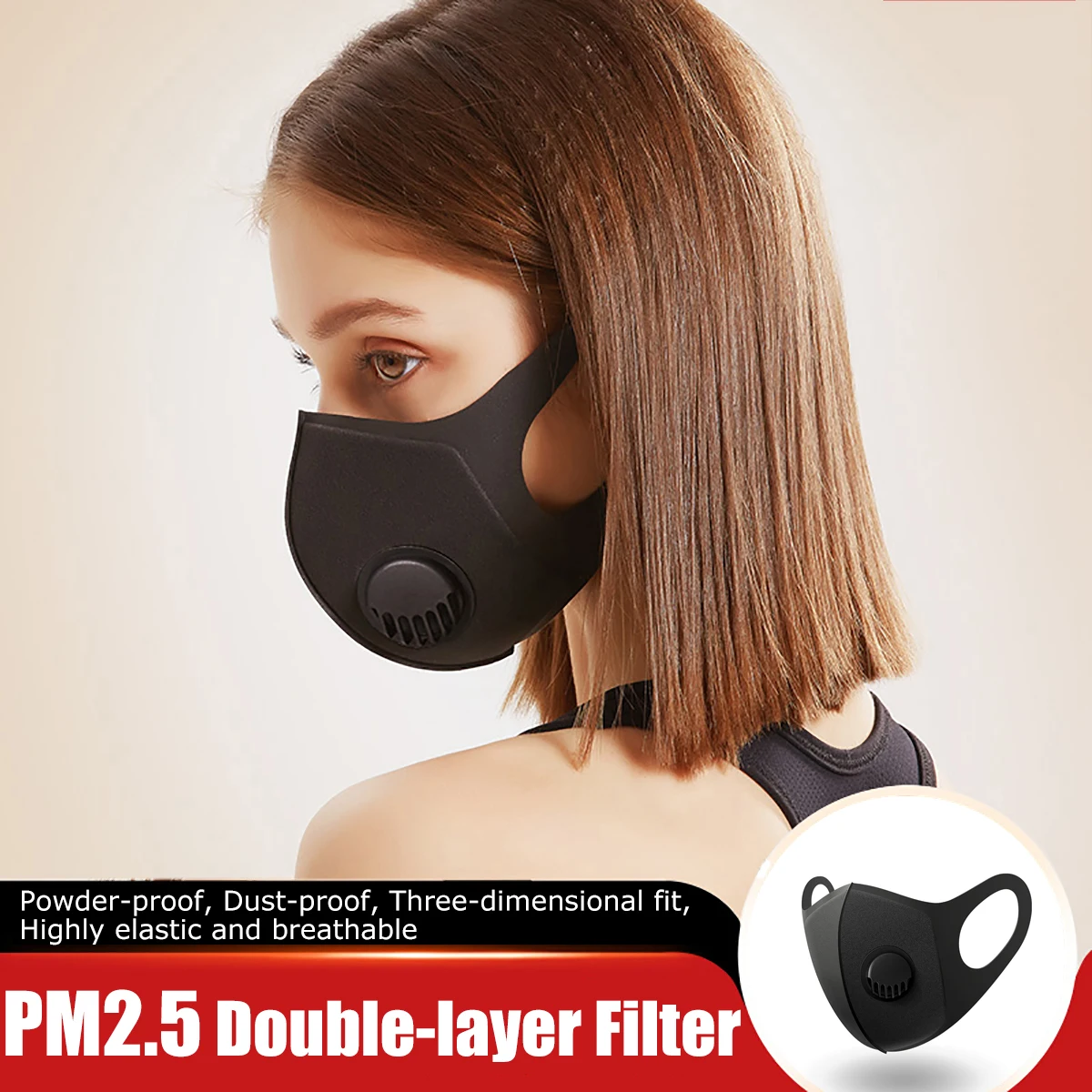 

korean Cotton Anti Dust Mouth Face Mask Kpop Unisex mask with 2pcs Carbon Filter Medical KN95 Anti PM2.5 Black Mouth-muffle Mask