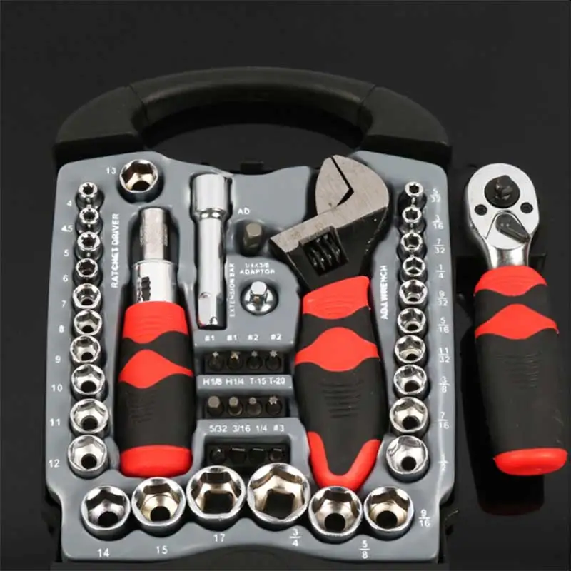 Basic Mechanic Socket Tool Kit Set With Case - Set of 45 Ratchet Driver Wrench and Sockets
Basic Mechanic Socket Tool Kit Set With Case - Set of 45 Ratchet Driver Wrench and Sockets