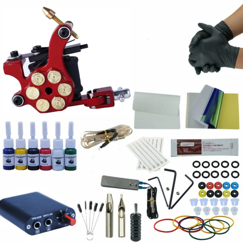 Beginner Complete Tattoo Kit 1 Machine Gun 6Colors Ink Set Power Supply Grips Permanent Makeup Body Art Tools Set
Beginner Complete Tattoo Kit 1 Machine Gun 6Colors Ink Set Power Supply Grips Permanent Makeup Body Art Tools Set