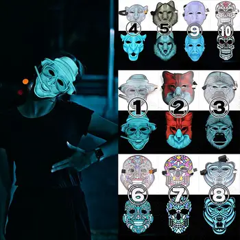 Sound Control LED Face Mask Wolf demon clown rogue etc. Shape Glowing Scary Head Masks for Halloween Party Cosplay Costume
Sound Control LED Face Mask Wolf demon clown rogue etc. Shape Glowing Scary Head Masks for Halloween Party Cosplay Costume