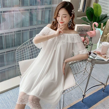 Lace nightdress spring and summer elegant retro palace style (cotton + mesh) sleep dress femininity home service sexy nightwear 
Lace nightdress spring and summer elegant retro palace style (cotton + mesh) sleep dress femininity home service sexy nightwear