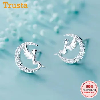 Trusta Authentic 925 Sterling Silver Fashion Sweet Moon Angel Dazzling CZ Stud Earrings For Women Silver 925 Jewelry Gift DA814
Trusta Authentic 925 Sterling Silver Fashion Sweet Moon Angel Dazzling CZ Stud Earrings For Women Silver 925 Jewelry Gift DA814